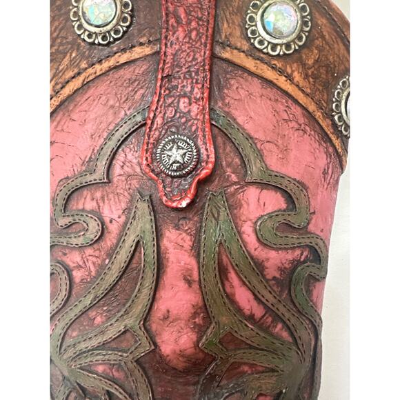 Vintage Style Cowgirl Boot with Spur Rustic Boho Multicolor Wall Decor - Picture 5 of 7